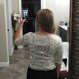 3/4 length sleeve sequin shirt